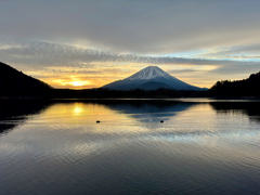 夜明けの精進湖