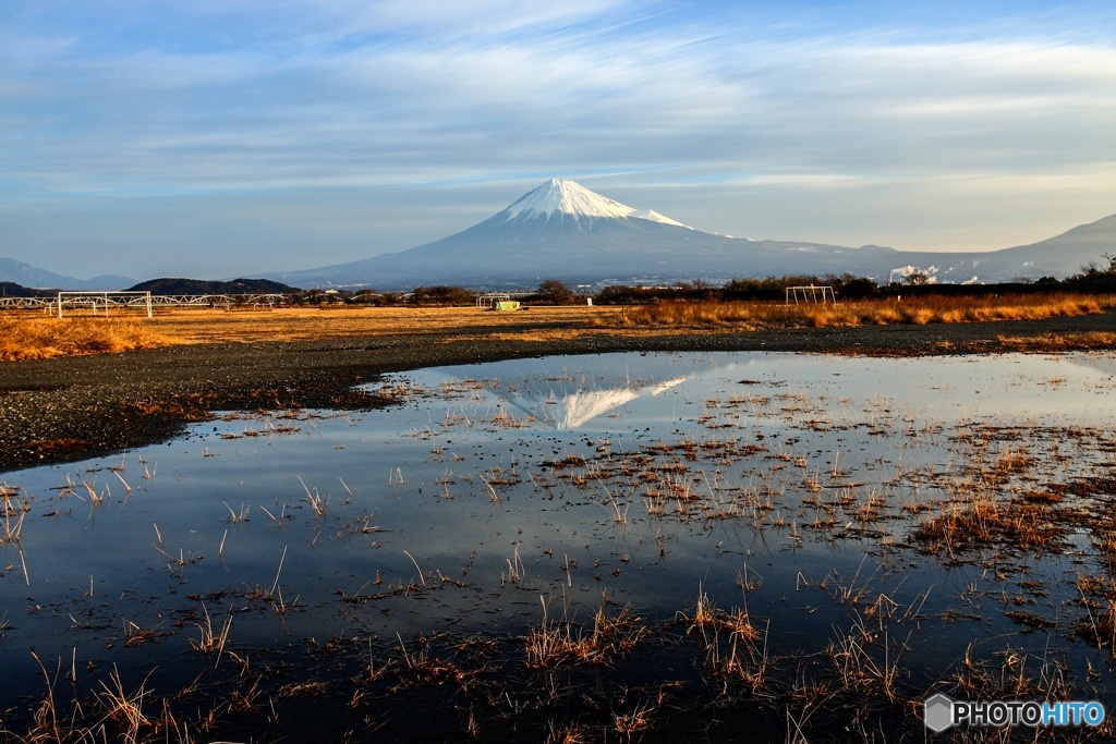 水溜まりの逆さ富士