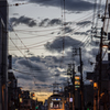 夕焼けの路面電車ーくま電車編