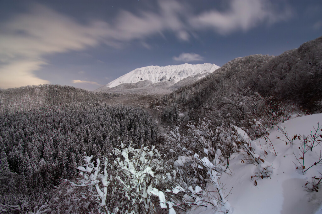 雪の伯耆大山〜夜のムーブメント編