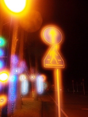 夜道の案内板