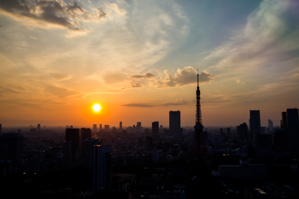夕日と東京タワー２