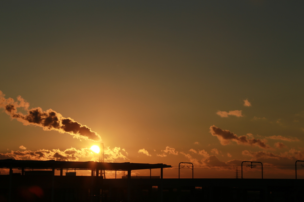 ベランダからの夕日