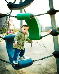 Climb the playground equipment