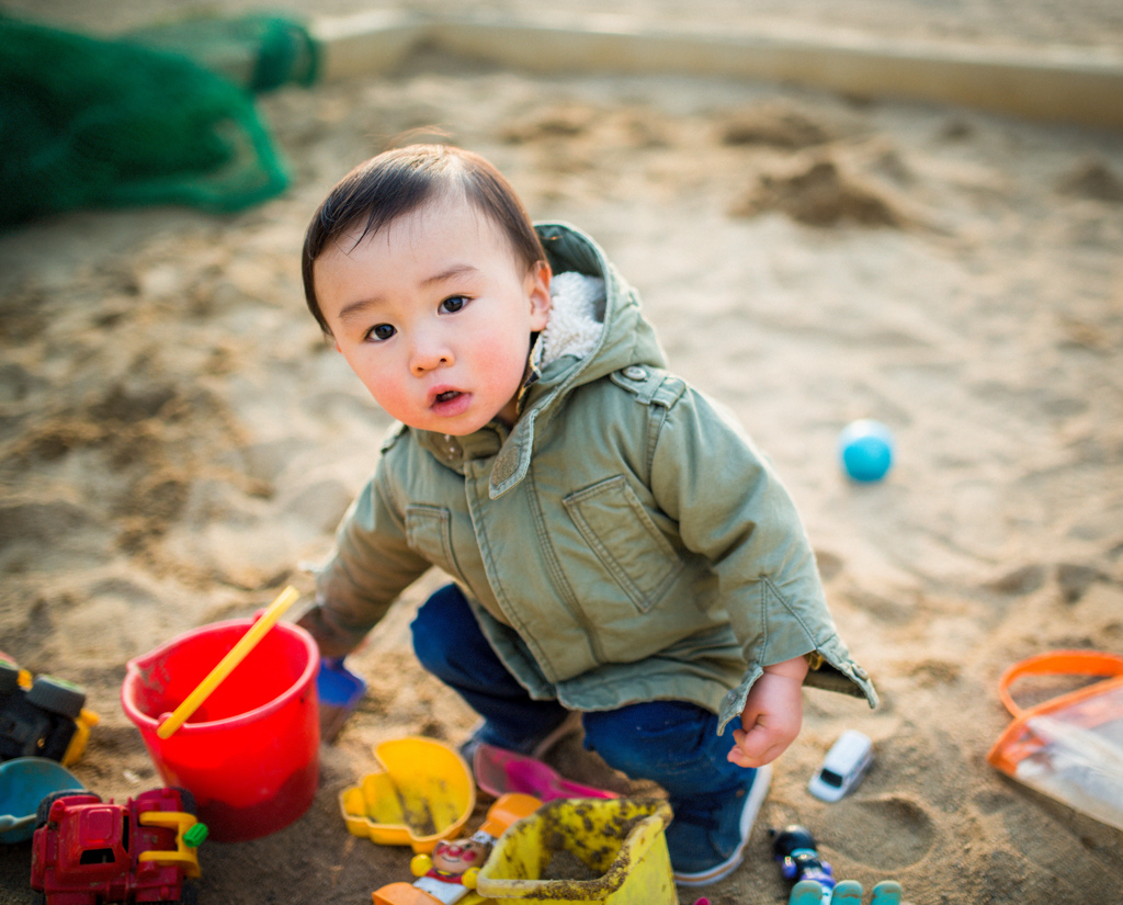 Playing on the sandbox