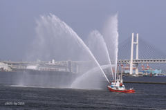 水の歓迎　～　VOLENDAM横浜入港①
