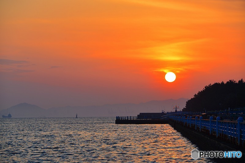北港の夕日