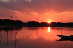 手賀沼の夕日