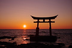 夕日と鳥居