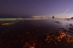 夜空と海に見惚れる。