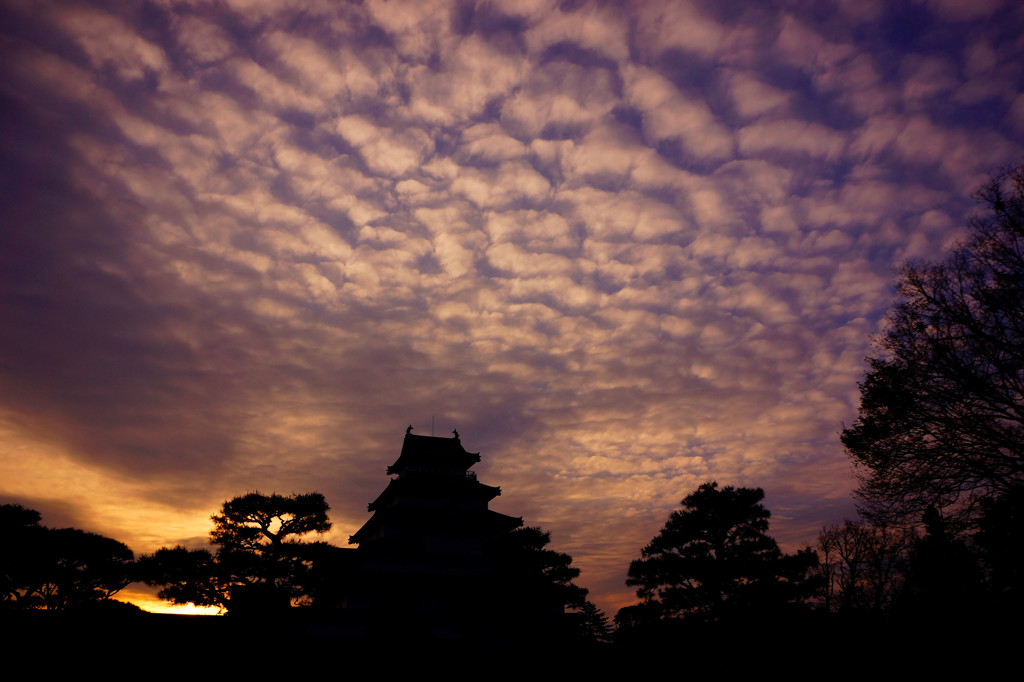 鶴ヶ城と夕日