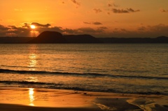 浜辺夕日