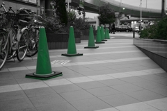 歩道の警備員さん