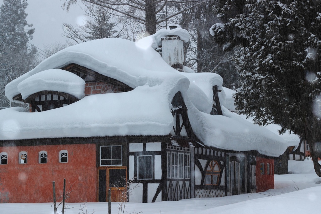 雪の中のおとぎの国の家