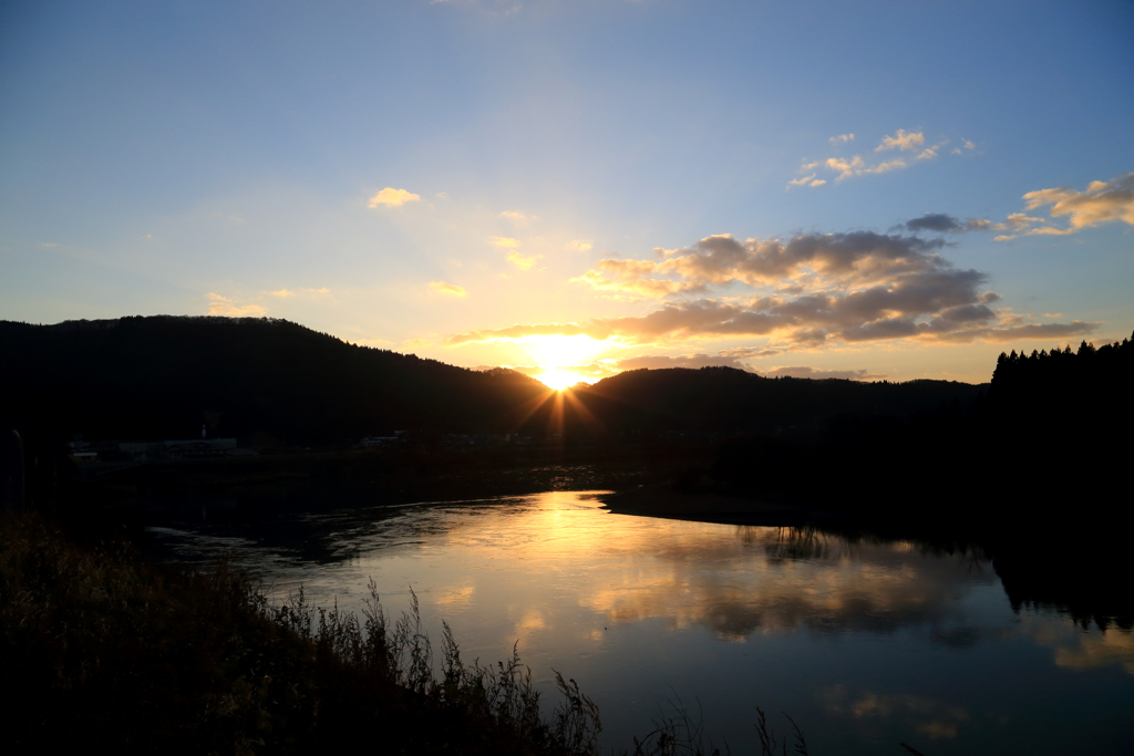 米代川の朝