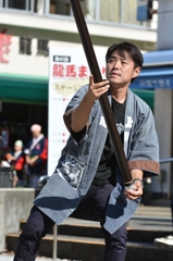 龍馬まつりin桂浜　帯屋町筋ジュニア隊　フラフって重い