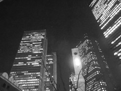 都会のライトアップ<モノクロver>