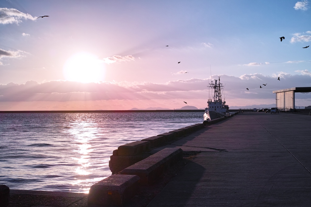 Sun set with the Maritime Safety Agency