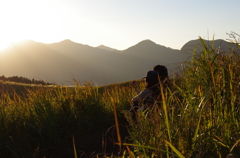 ふたりで見つめる夕日。