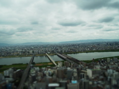 梅田スカイビルからの眺め（ジオラマ風）