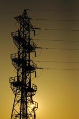 夕陽×鉄塔