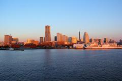 朝日に照らされて