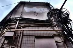 電線の黒い流れ