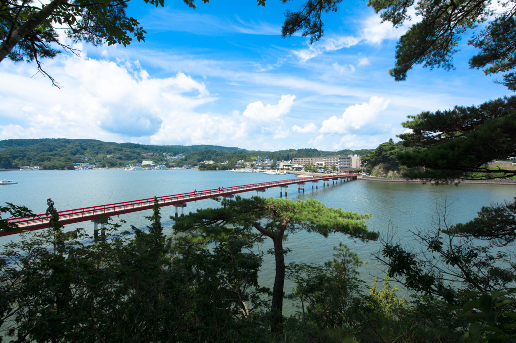 夏に架かる朱橋