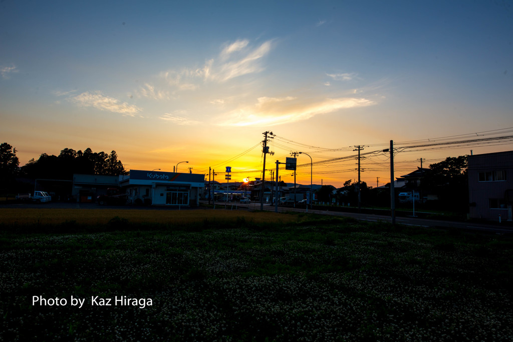 花巻での夕陽
