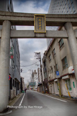 櫛田神社、参道の鳥居