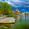 旭川市常磐公園、ボートのある風景