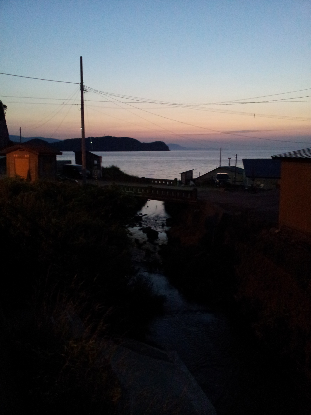 2016/08/13_桃内川と忍路湾の夕暮れ