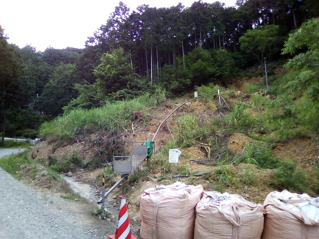 2018/06/30_土砂崩れしたらしき山に小さなモノレール