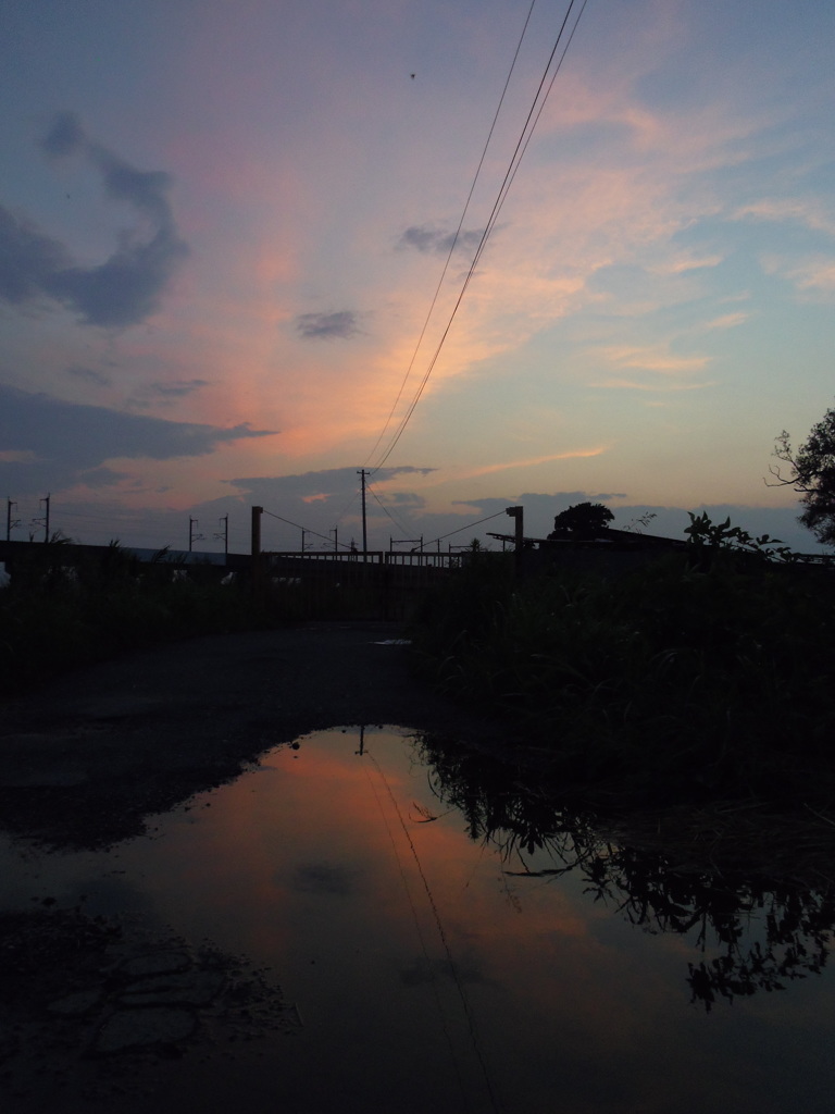 2017/07/17_水溜まりの夕暮れ