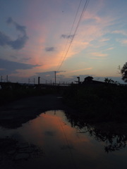 2017/07/17_水溜まりの夕暮れ
