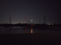 2018/04/29_夜の田んぼの中の小さな橋