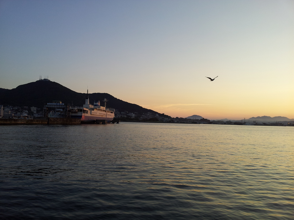 2016/08/12_函館湾と函館山の夕暮れ