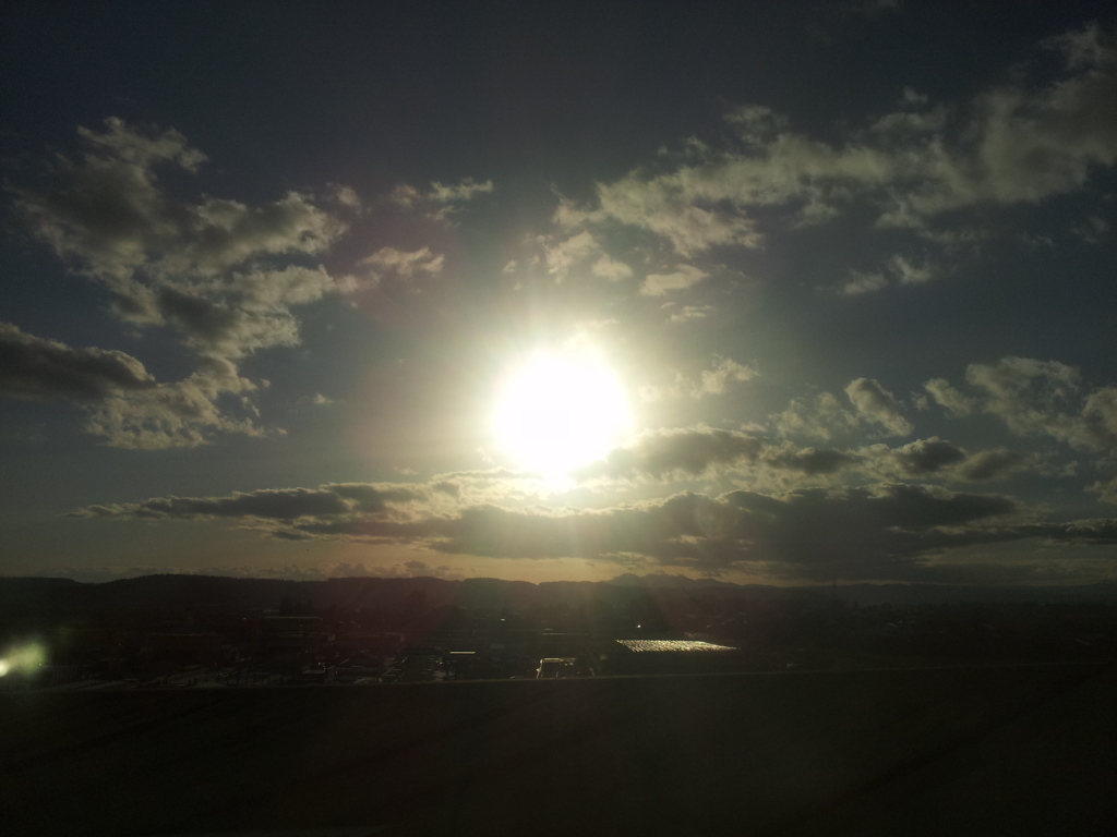 2016/11/12_東北新幹線から夕日を眺める