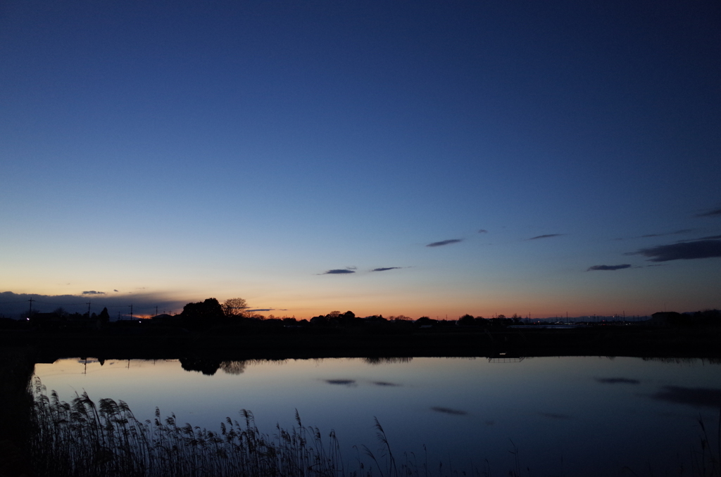2016/02/07_溜め池の夕暮れ