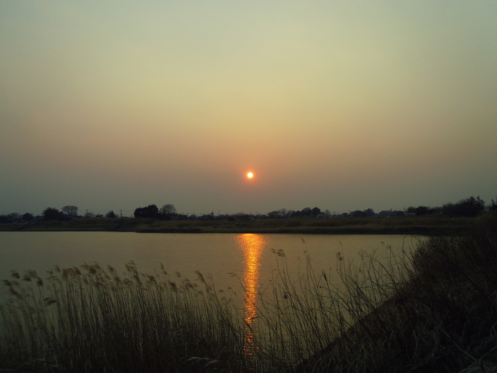 2017/03/19_溜め池の夕日