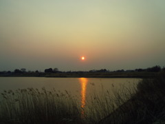 2017/03/19_溜め池の夕日