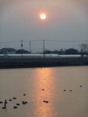 2017/03/19_溜め池の夕日