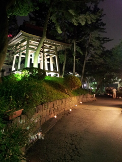 2016/07/16_夜の盛岡城跡公園（岩手公園）時鐘とライトアップ