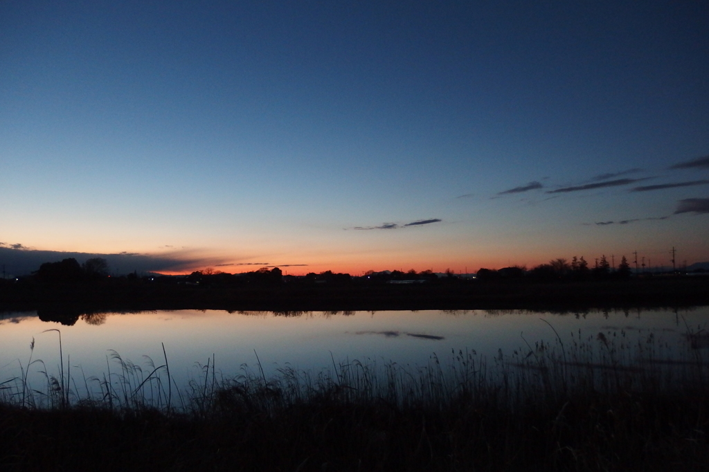 2016/02/07_溜め池の夕暮れ