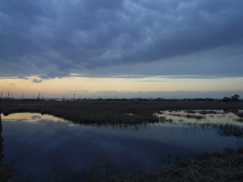 2017/02/25_溜め池の夕暮れ