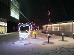 2017/12/12_雪の黒部宇奈月温泉駅前イルミネーション