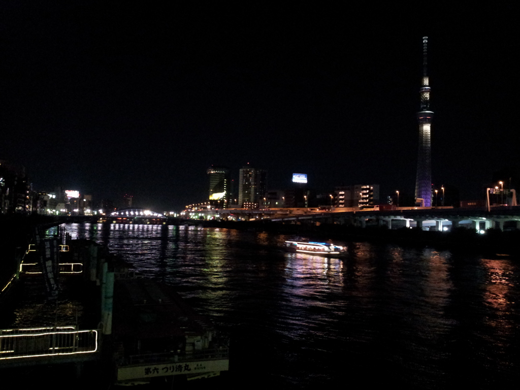 2015/10/08_夜の隅田川とスカイツリー
