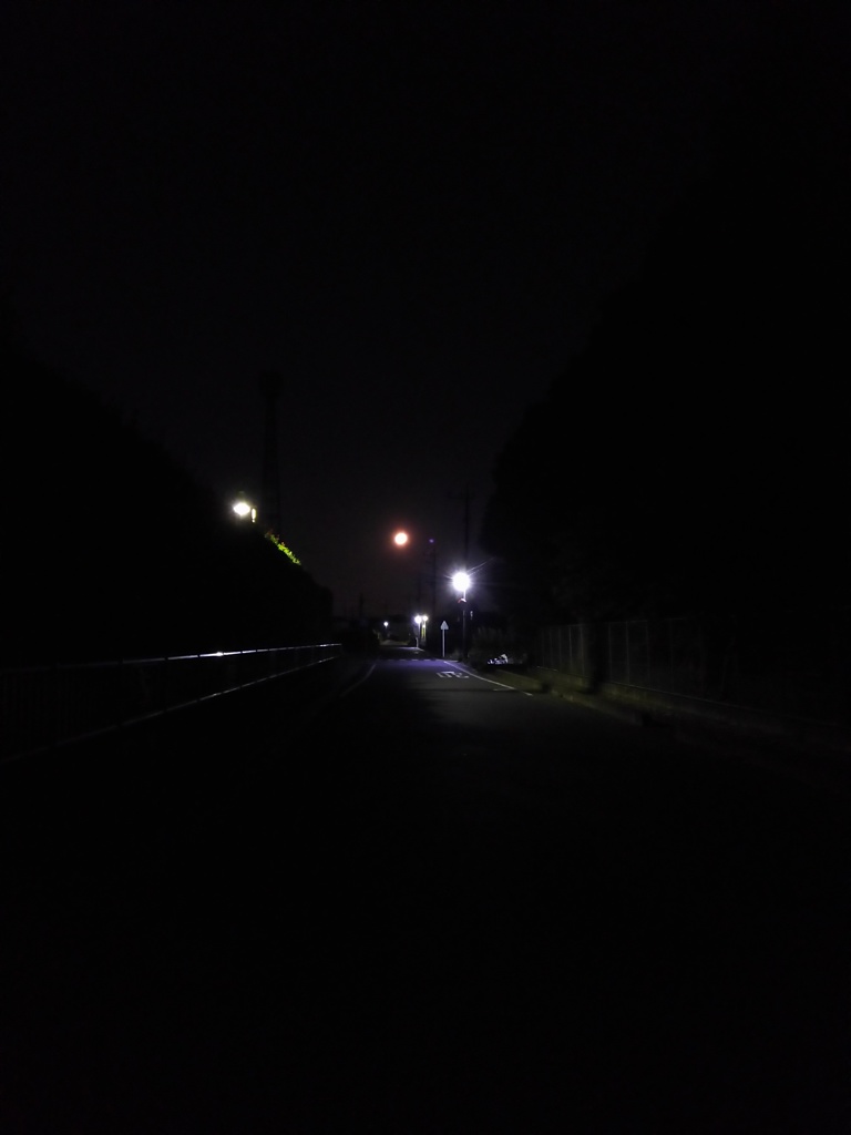 2017/09/03_夜道の奥に低い月