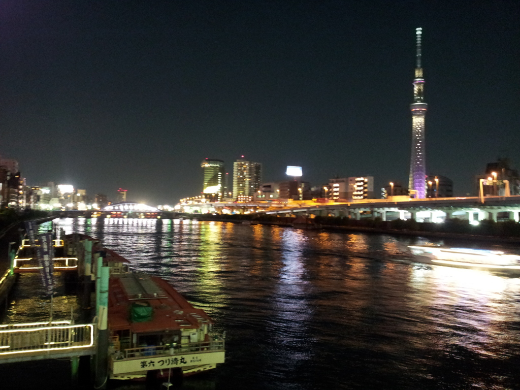 2015/10/08_夜の隅田川とスカイツリー