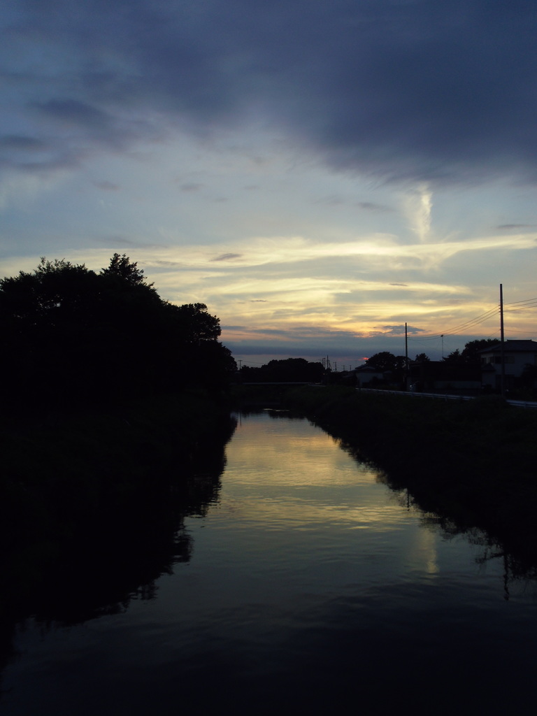 2016/07/24_小林橋にて野通川の夕暮れ